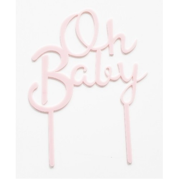 Cake Topper - Oh Baby - Pink